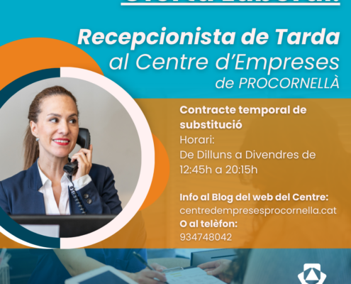 Oferta Laboral: Recepcionista Tarda Centre d'Empreses